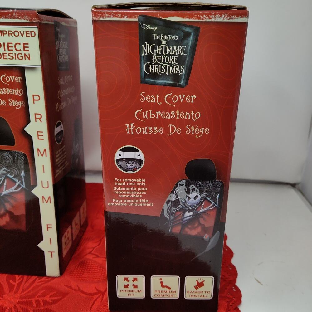 2X Nightmare Before Christmas Car Truck 2 Front Seat Covers with Headrest Covers - Picture 4 of 10